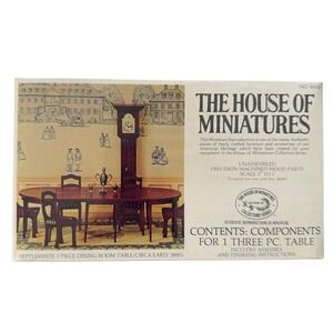 VTG The House Of Miniatures Kit Hepplewhite 3 Piece Dining Room Table No. 40006